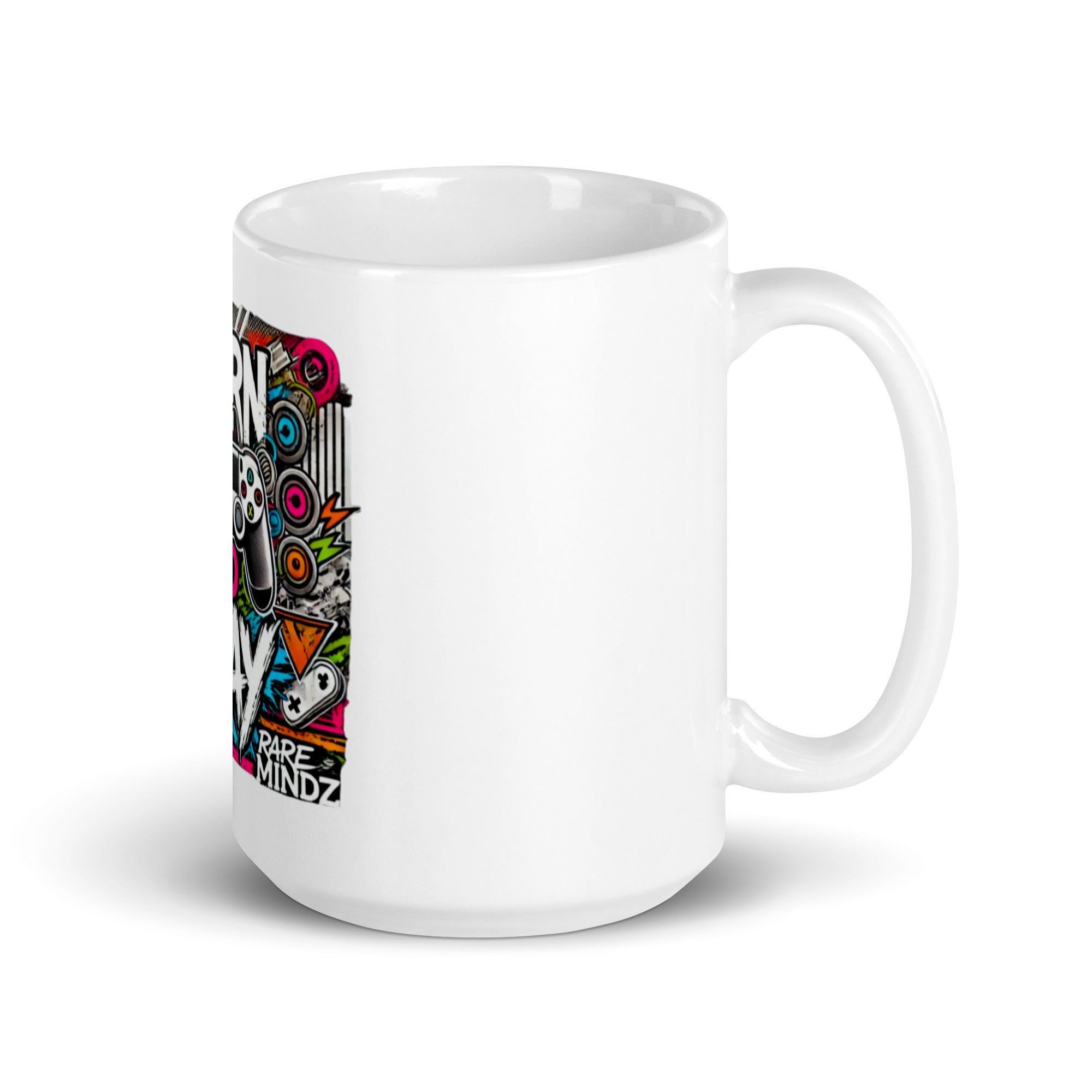 White glossy mug RARE MINDZ